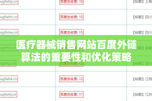 医疗器械销售网站百度外链算法的重要性和优化策略