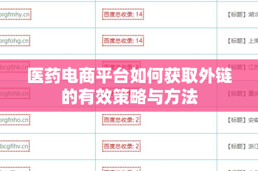 医药电商平台如何获取外链的有效策略与方法