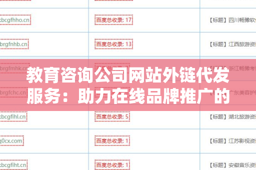 教育咨询公司网站外链代发服务：助力在线品牌推广的有力助手