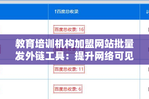 教育培训机构加盟网站批量发外链工具：提升网络可见度的利器