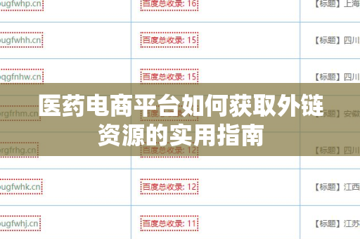 医药电商平台如何获取外链资源的实用指南