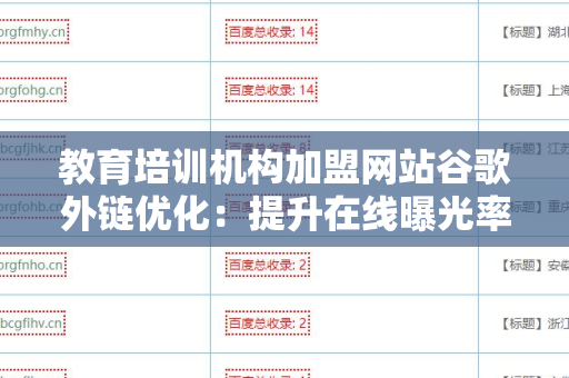 教育培训机构加盟网站谷歌外链优化：提升在线曝光率的有效策略