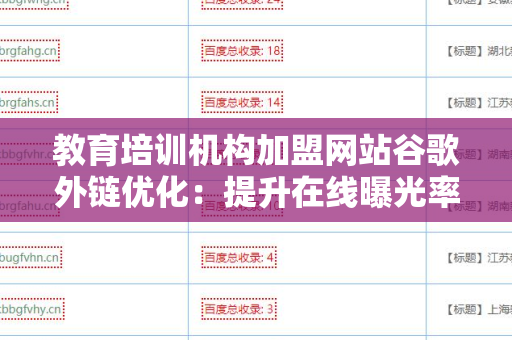 教育培训机构加盟网站谷歌外链优化：提升在线曝光率的有效策略