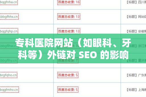 专科医院网站（如眼科、牙科等）外链对 SEO 的影响