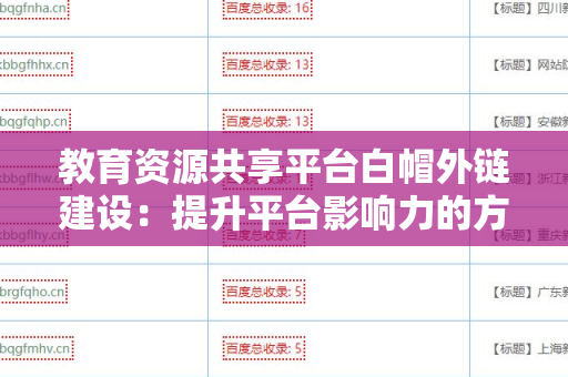 教育资源共享平台白帽外链建设：提升平台影响力的方法