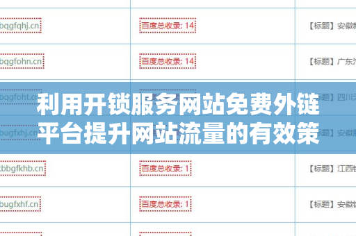 利用开锁服务网站免费外链平台提升网站流量的有效策略