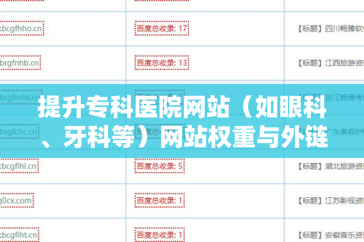 提升专科医院网站（如眼科、牙科等）网站权重与外链关系的有效策略