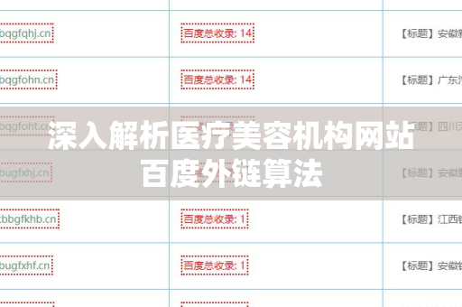 深入解析医疗美容机构网站百度外链算法
