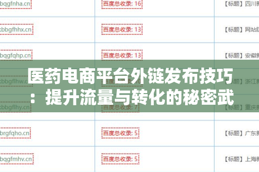 医药电商平台外链发布技巧：提升流量与转化的秘密武器