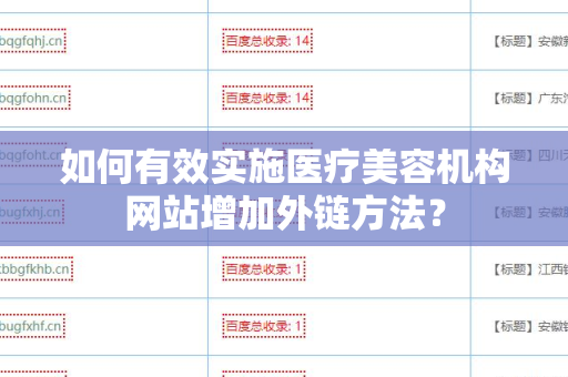 如何有效实施医疗美容机构网站增加外链方法？