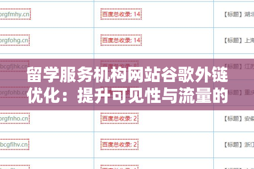 留学服务机构网站谷歌外链优化：提升可见性与流量的有效策略