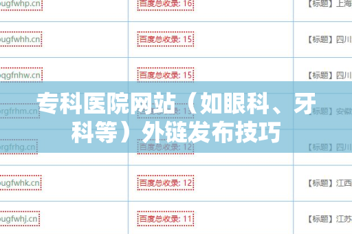 专科医院网站（如眼科、牙科等）外链发布技巧