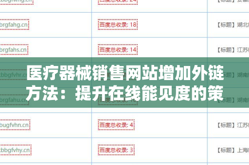 医疗器械销售网站增加外链方法：提升在线能见度的策略