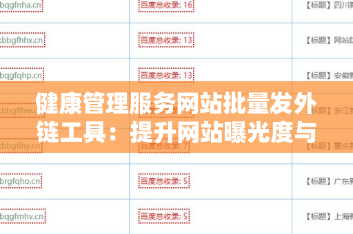 健康管理服务网站批量发外链工具：提升网站曝光度与流量的秘诀