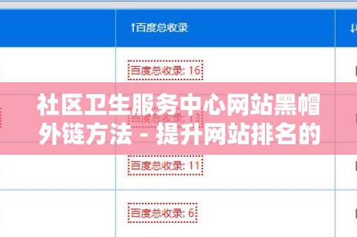 社区卫生服务中心网站黑帽外链方法 - 提升网站排名的秘密