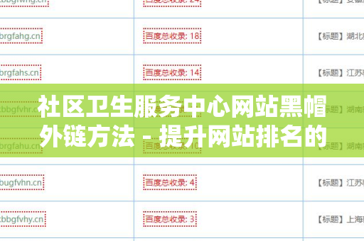 社区卫生服务中心网站黑帽外链方法 - 提升网站排名的秘密
