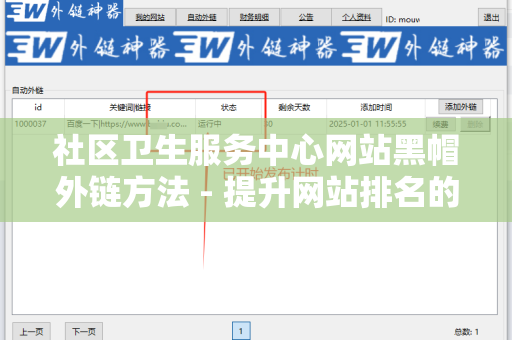 社区卫生服务中心网站黑帽外链方法 - 提升网站排名的秘密