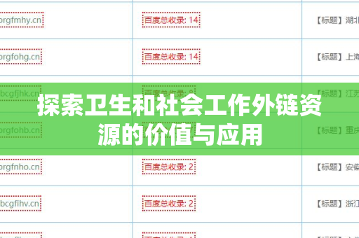 探索卫生和社会工作外链资源的价值与应用