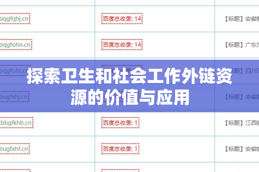 探索卫生和社会工作外链资源的价值与应用