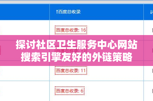 探讨社区卫生服务中心网站搜索引擎友好的外链策略