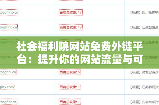 社会福利院网站免费外链平台：提升你的网站流量与可见性