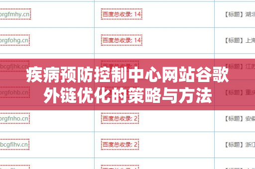 疾病预防控制中心网站谷歌外链优化的策略与方法