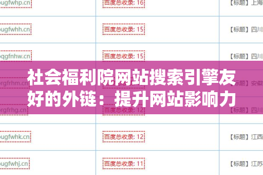 社会福利院网站搜索引擎友好的外链：提升网站影响力的关键策略
