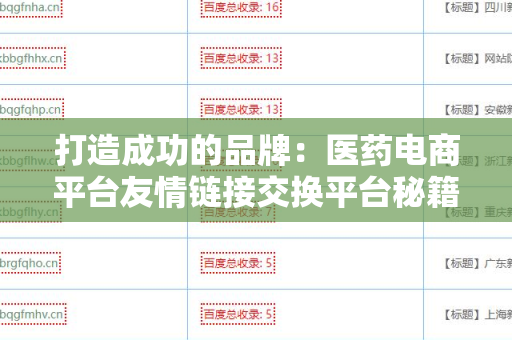 打造成功的品牌：医药电商平台友情链接交换平台秘籍