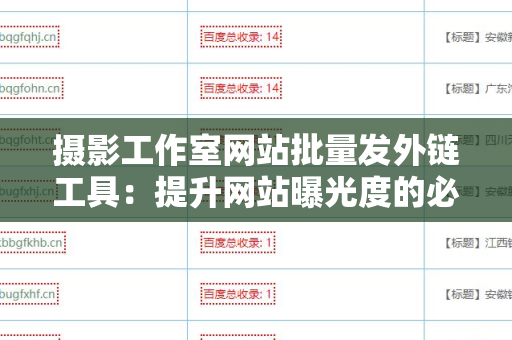 摄影工作室网站批量发外链工具：提升网站曝光度的必备利器