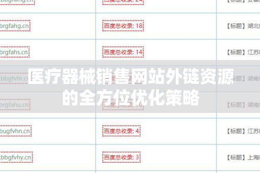 医疗器械销售网站外链资源的全方位优化策略
