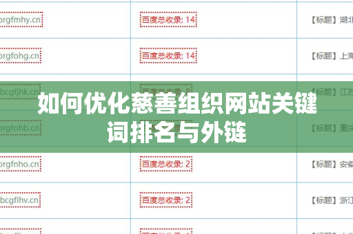如何优化慈善组织网站关键词排名与外链