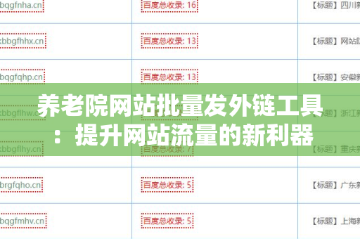 养老院网站批量发外链工具：提升网站流量的新利器