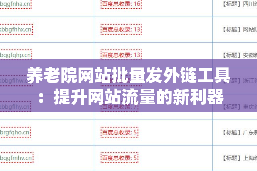 养老院网站批量发外链工具：提升网站流量的新利器