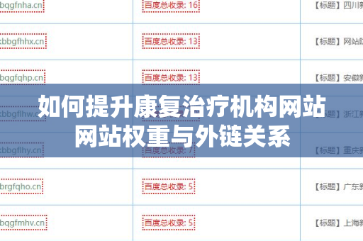 如何提升康复治疗机构网站网站权重与外链关系