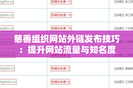 慈善组织网站外链发布技巧：提升网站流量与知名度