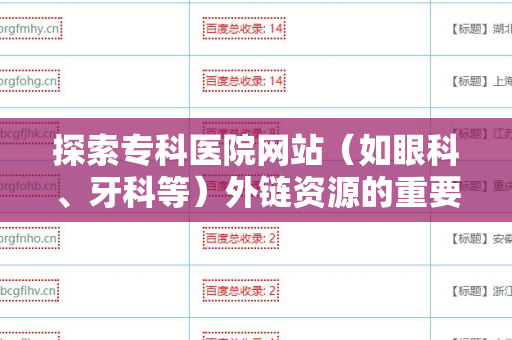 探索专科医院网站（如眼科、牙科等）外链资源的重要性与优化策略