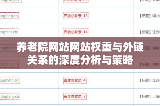 养老院网站网站权重与外链关系的深度分析与策略