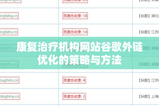 康复治疗机构网站谷歌外链优化的策略与方法