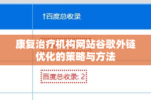 康复治疗机构网站谷歌外链优化的策略与方法