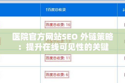 医院官方网站SEO 外链策略：提升在线可见性的关键