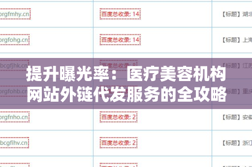 提升曝光率：医疗美容机构网站外链代发服务的全攻略