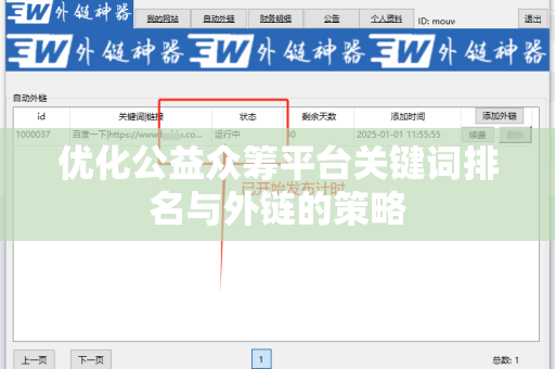 优化公益众筹平台关键词排名与外链的策略