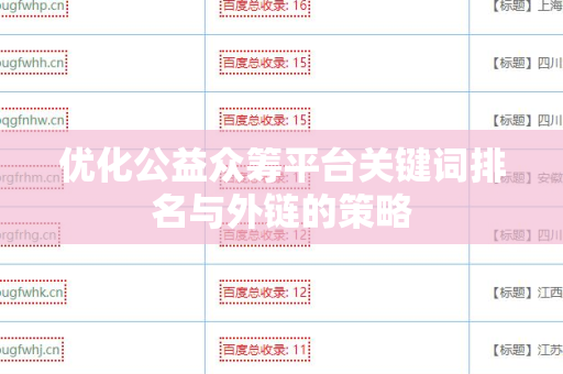 优化公益众筹平台关键词排名与外链的策略