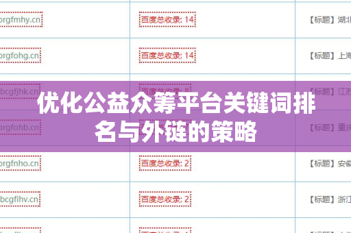 优化公益众筹平台关键词排名与外链的策略