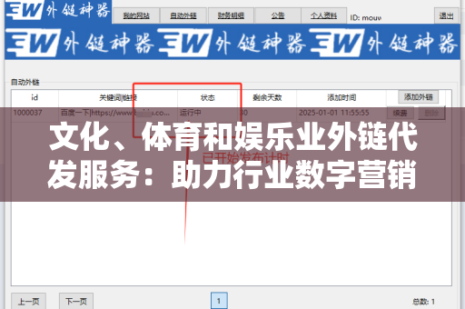 文化、体育和娱乐业外链代发服务：助力行业数字营销的利器