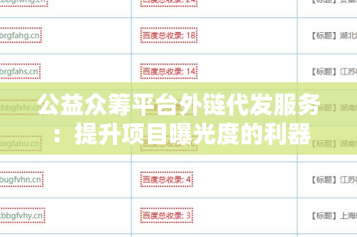 公益众筹平台外链代发服务：提升项目曝光度的利器
