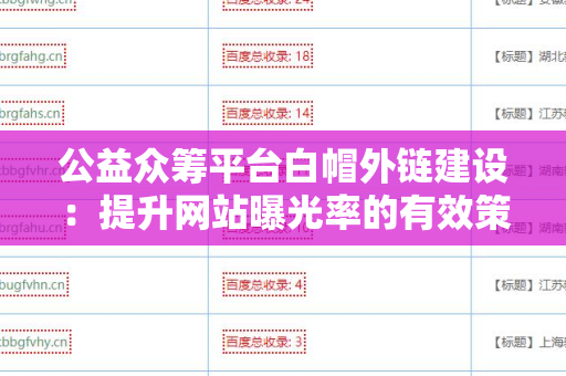 公益众筹平台白帽外链建设：提升网站曝光率的有效策略