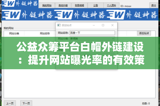 公益众筹平台白帽外链建设：提升网站曝光率的有效策略