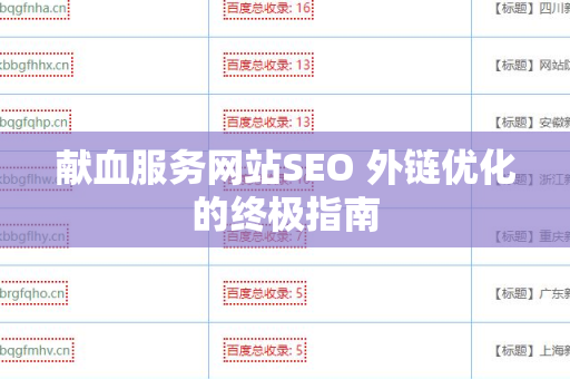 献血服务网站SEO 外链优化的终极指南