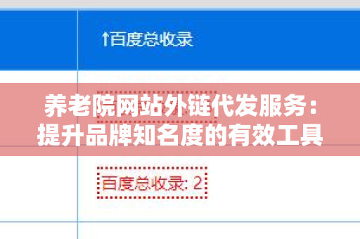 养老院网站外链代发服务：提升品牌知名度的有效工具